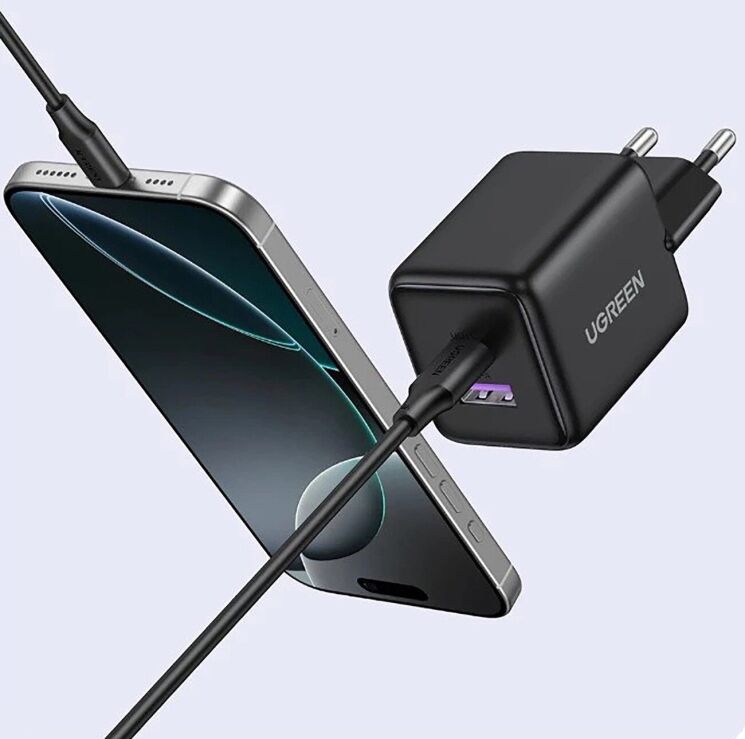 Сетевое зарядное устройство UGREEN X516 GaN 30W Type-C + USB (65014) - Black: фото 7 из 7