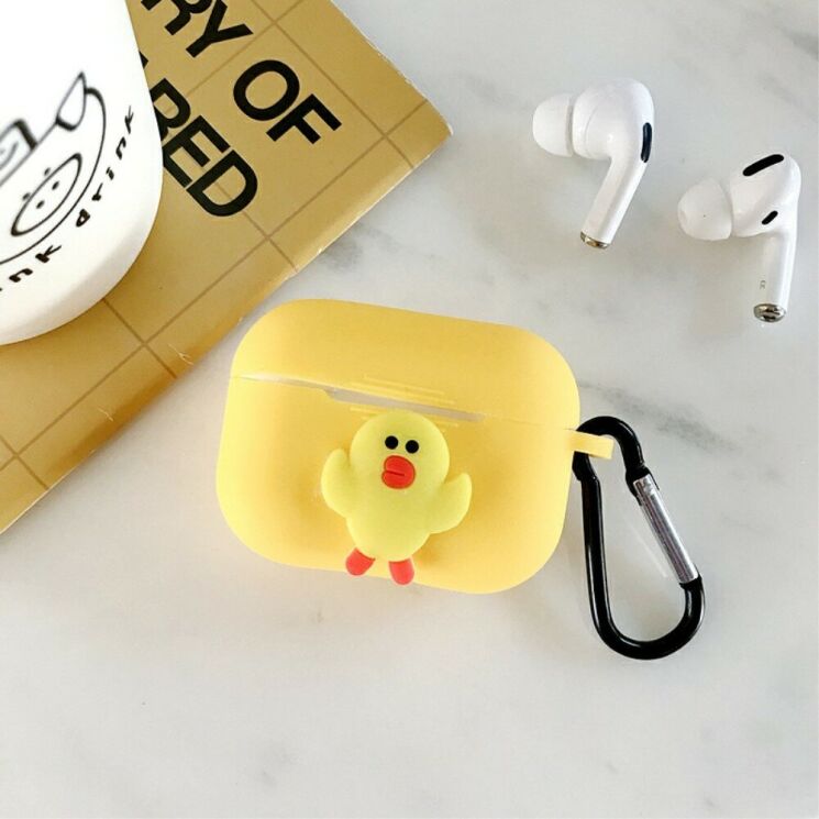 Силиконовый чехол Deexe 3D Cartoon для AirPods Pro - Yellow Chick: фото 6 из 8