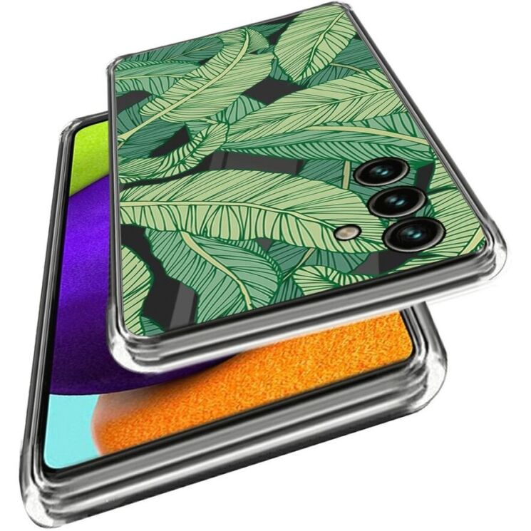 Силиконовый (TPU) чехол Deexe Pretty Glossy для Samsung Galaxy A15 (A155) - Green Leaves: фото 2 из 3