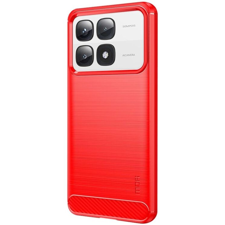 Силиконовый (TPU) чехол MOFI Carbon Fiber для Xiaomi 14T / 14T Pro - Red: фото 2 из 9