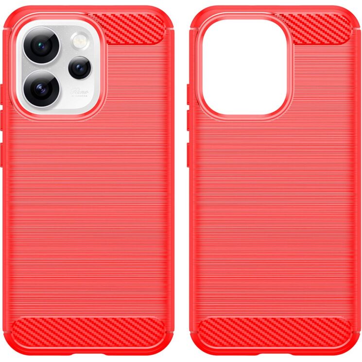 Силиконовый (TPU) чехол UniCase Carbon для OPPO Reno 15 Pro - Red: фото 2 из 8