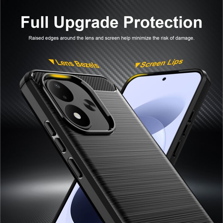 Силиконовый (TPU) чехол UniCase Carbon для Xiaomi Redmi Note 17 - Black: фото 3 из 9