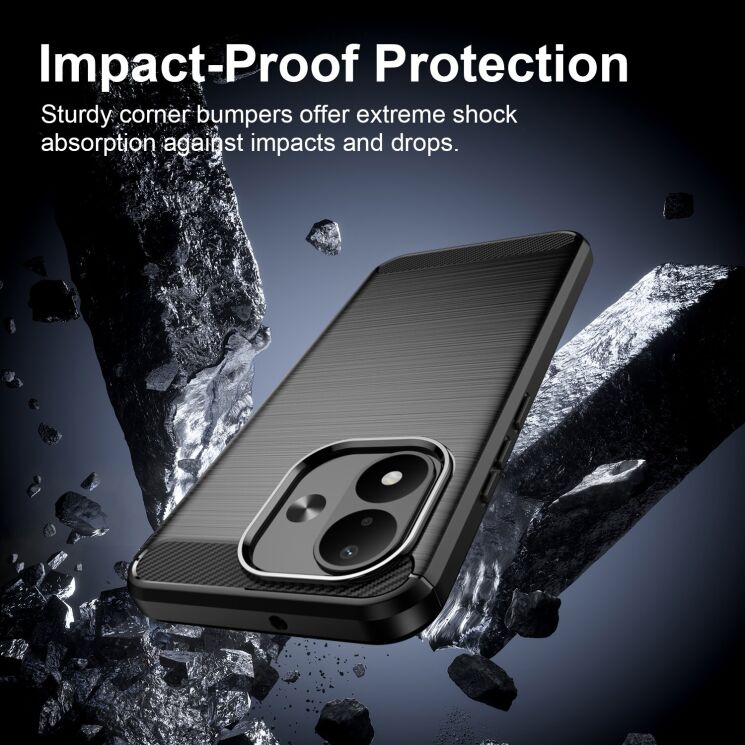 Силиконовый (TPU) чехол UniCase Carbon для Xiaomi Redmi Note 17 - Black: фото 4 из 9