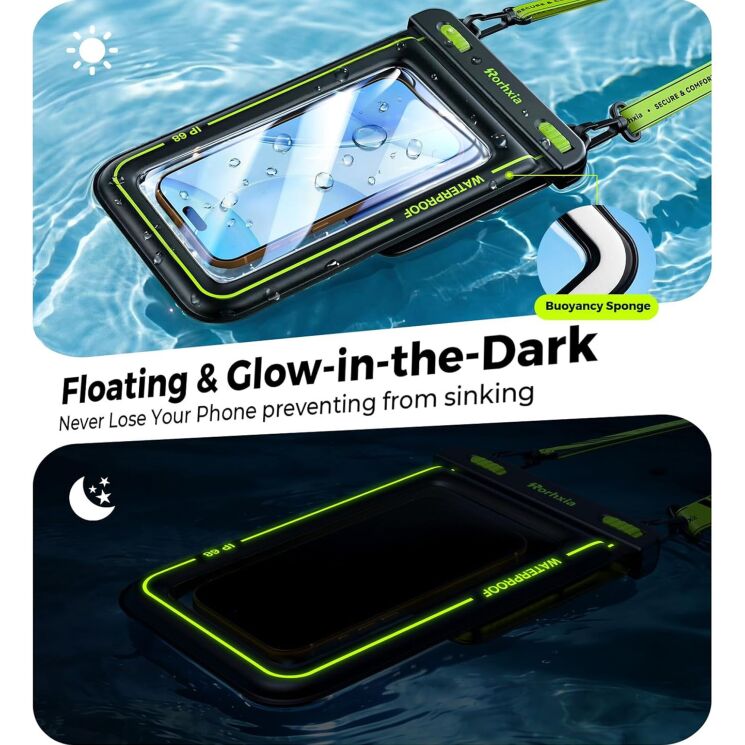 Влагозащитный чехол RORHXIA Glow Dark - Black Green: фото 5 из 9