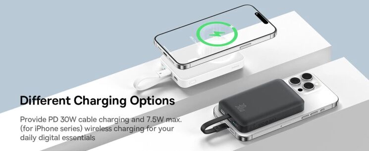 Зовнішній акумулятор Baseus Magnetic Mini 30W (10000mAh) P1002210B223-00 - White: фото 12 з 22