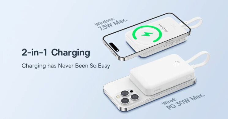 Зовнішній акумулятор Baseus Magnetic Mini 30W (10000mAh) P1002210B223-00 - White: фото 15 з 22