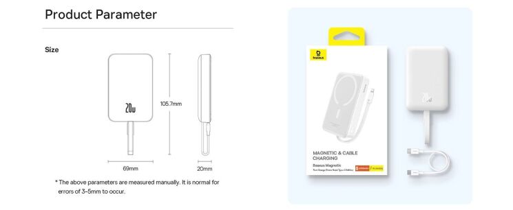 Зовнішній акумулятор Baseus Magnetic Mini 30W (10000mAh) P1002210B223-00 - White: фото 21 з 22
