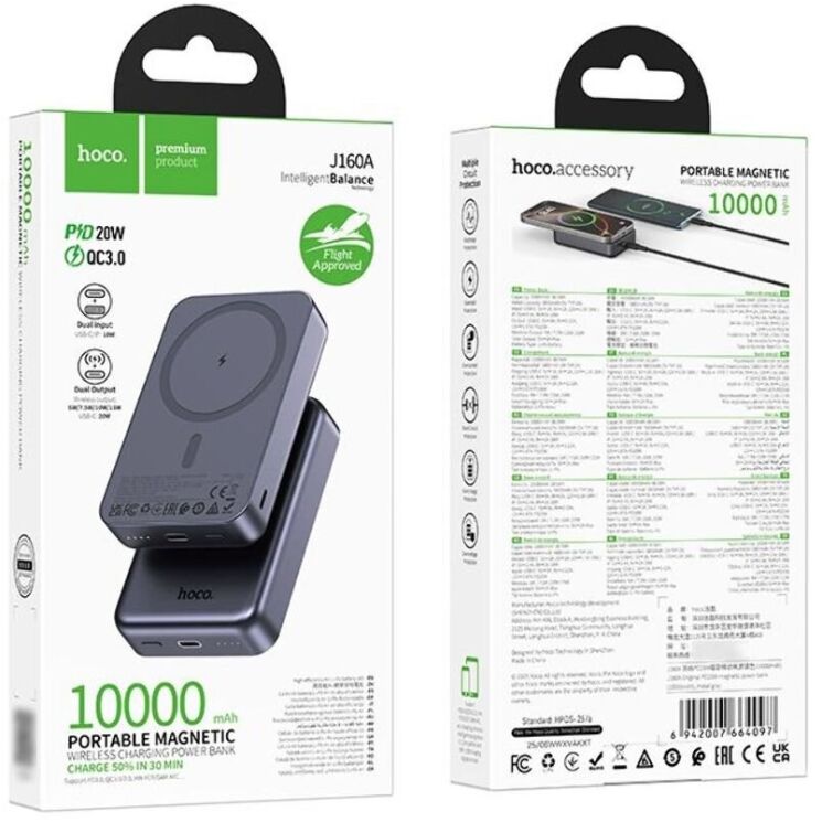 Зовнішній акумулятор Hoco J160A PD20W (10000mAh) - Black (995581B) Зовнішній акумулятор Hoco J160A PD20W (10000mAh) - Black: фото 7 з 9