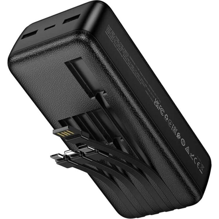 Внешний аккумулятор Hoco J163B 10W (30000mAh) + кабель MicroUSB + Type-C + Lightning + USB - Black (995593B) Внешний аккумулятор Hoco J163B 10W (30000mAh) + кабель MicroUSB + Type-C + Lightning + USB - Black: фото 3 из 5