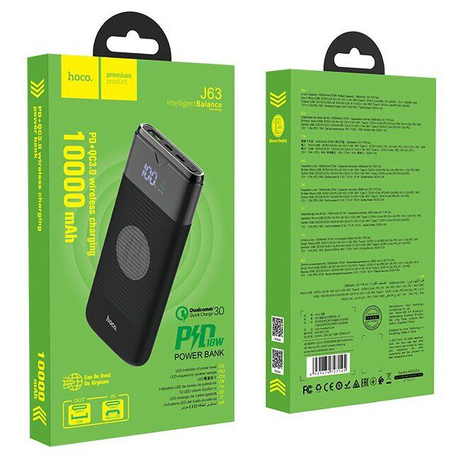 Внешний аккумулятор Hoco J63 Velocity PD + QC3.0 (10000mAh) - Black: фото 5 из 8