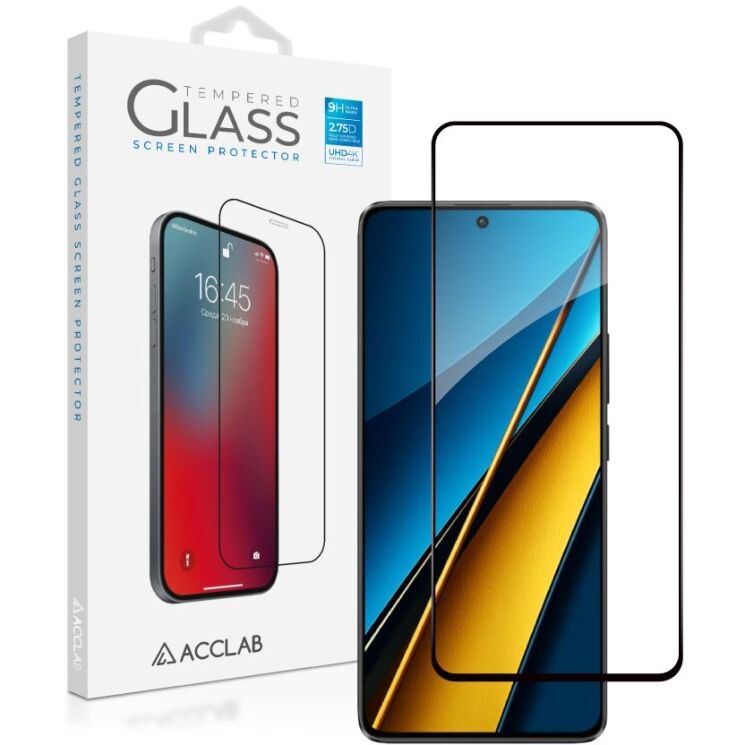 Защитное стекло ACCLAB Full Glue для Xiaomi Poco X6 - Black: фото 1 из 7