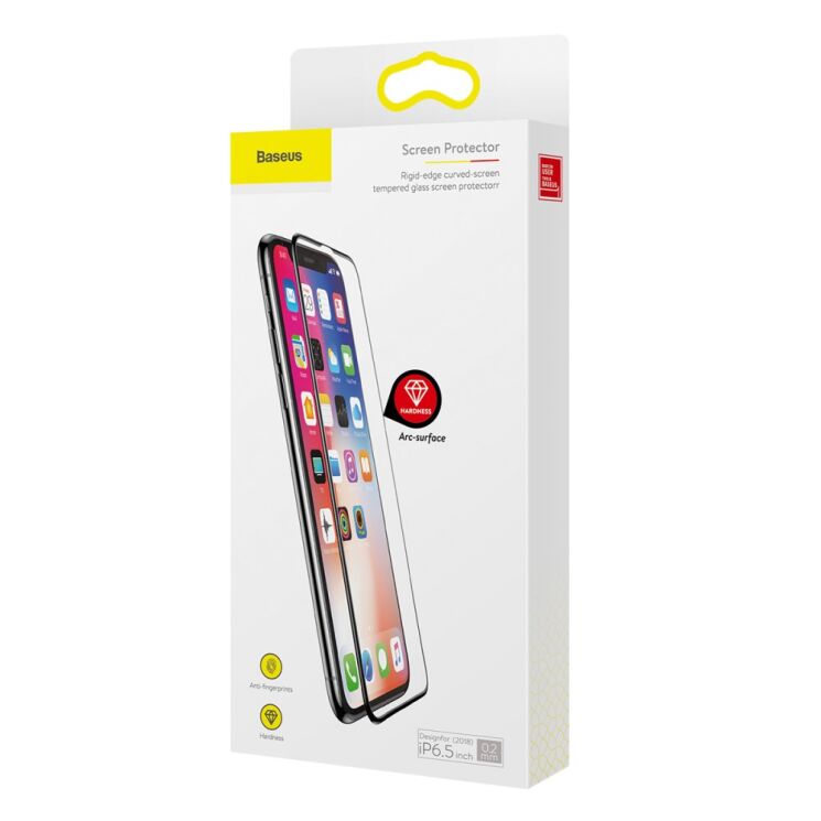 Защитное стекло BASEUS Silk Print 9H 0.3mm для Apple iPhone XS Max - Black: фото 8 из 21