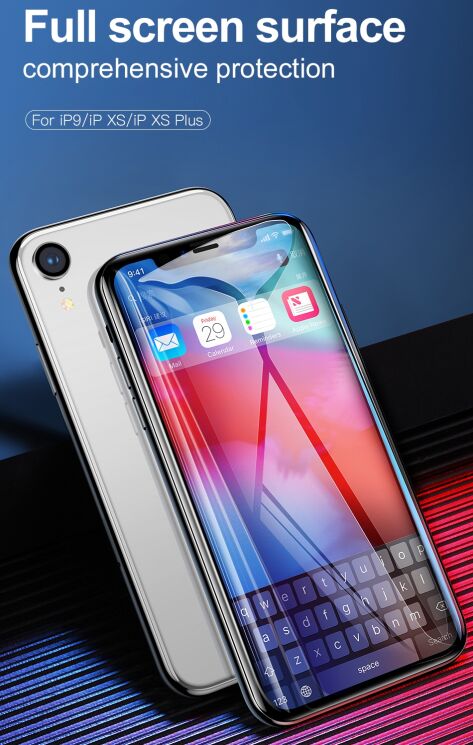 Защитное стекло BASEUS Silk Print 9H 0.3mm для Apple iPhone XS Max - Black: фото 10 из 21
