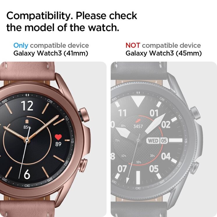 Комплект защитных стекол Spigen (SGP) Glas.tR EZ Fit для Samsung Galaxy Watch 3 (41mm): фото 2 из 7