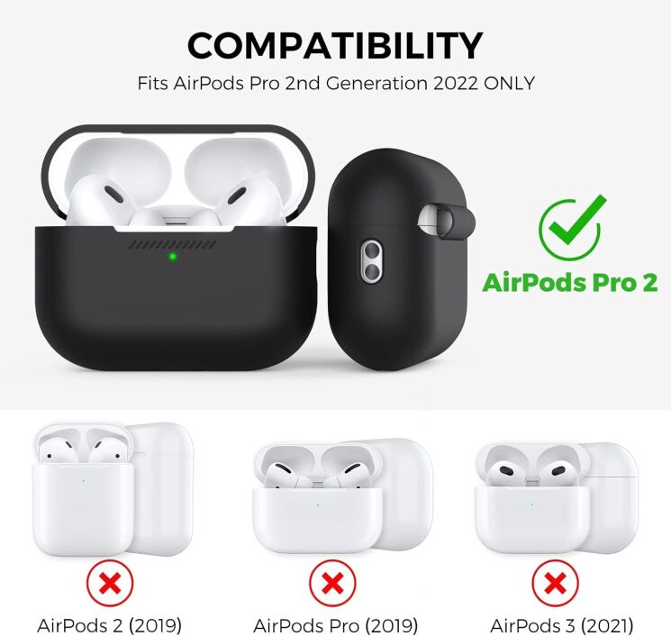 Захисний чохол AHASTYLE Liquid Silicone для AirPods Pro 2 - Black: фото 2 з 7