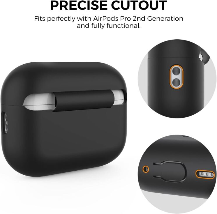 Захисний чохол AHASTYLE Liquid Silicone для AirPods Pro 2 - Black: фото 4 з 7