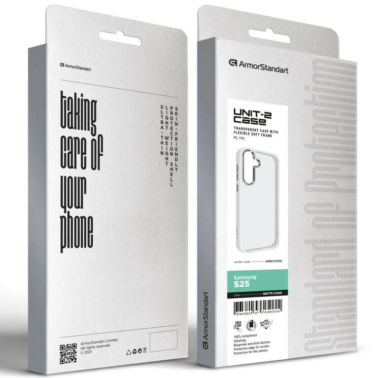 Защитный чехол ArmorStandart UNIT2 для Samsung Galaxy S25 (S931) - Matte Clear: фото 2 из 4