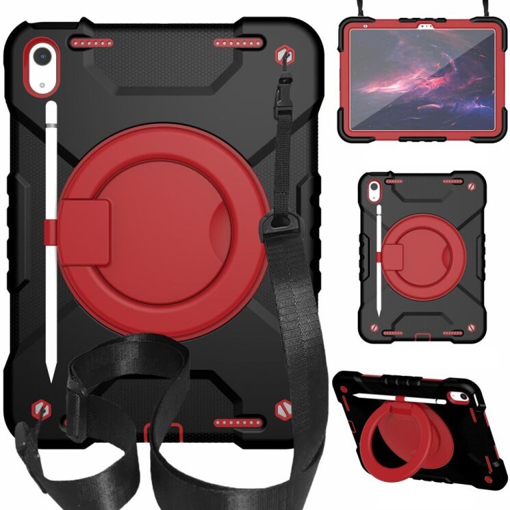 Защитный чехол Deexe Battle Case для Apple iPad 10.9 (2022) / iPad 11 (2025) - Black / Red: фото 1 из 11