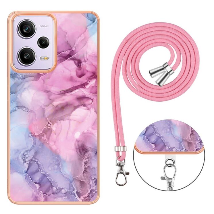 Защитный чехол Deexe Marble Case with Strap для Xiaomi Poco X5 Pro / Redmi Note 12 Pro - Rose: фото 4 из 7