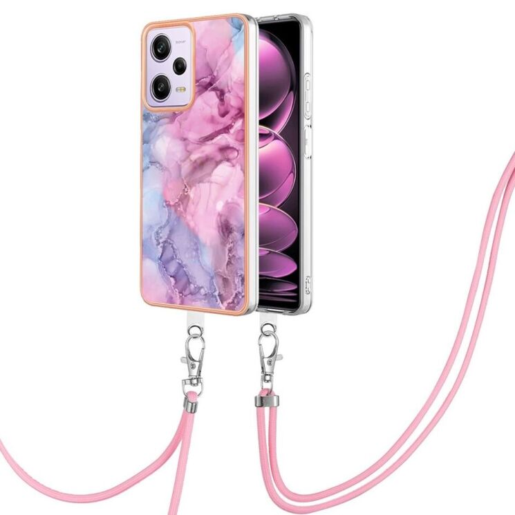 Защитный чехол Deexe Marble Case with Strap для Xiaomi Poco X5 Pro / Redmi Note 12 Pro - Rose: фото 1 из 7