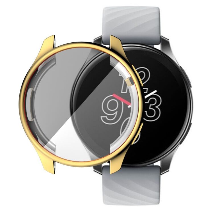Защитный чехол Deexe Protective Frame для OnePlus Watch - Gold: фото 1 из 9