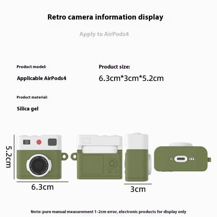 Защитный чехол Deexe Retro Camera для Apple AirPods 4 - Brown: фото 7 из 7