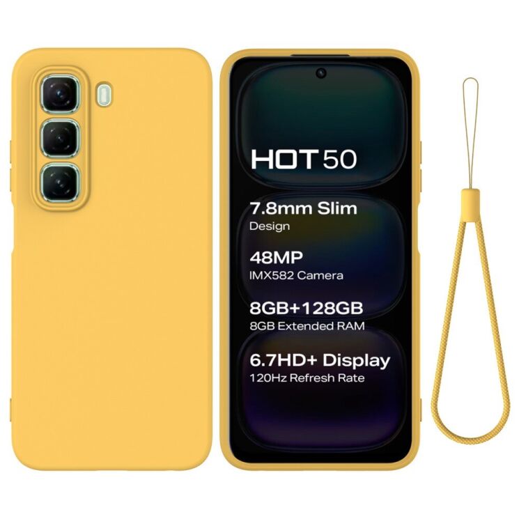 Защитный чехол Deexe Silicone Case для Infinix Hot 50 - Yellow: фото 1 из 8