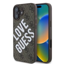 Защитный чехол Guess Leather 4G Big Love with MagSafe для Apple iPhone 16 (GUHMP16SP4PLGWW) - Brown: фото 1 из 6
