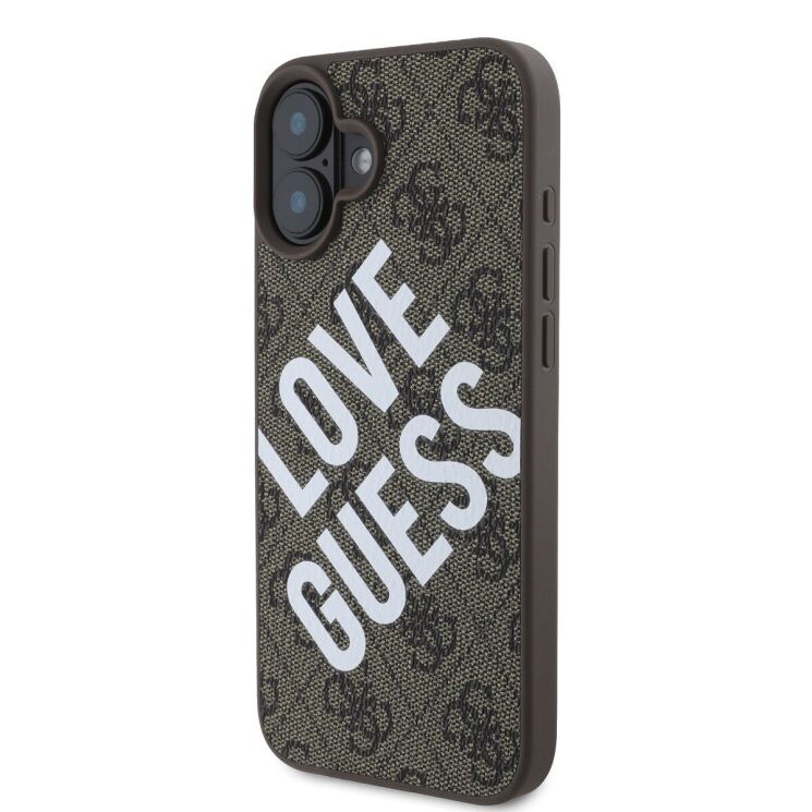 Защитный чехол Guess Leather 4G Big Love with MagSafe для Apple iPhone 16 (GUHMP16SP4PLGWW) - Brown: фото 3 из 6