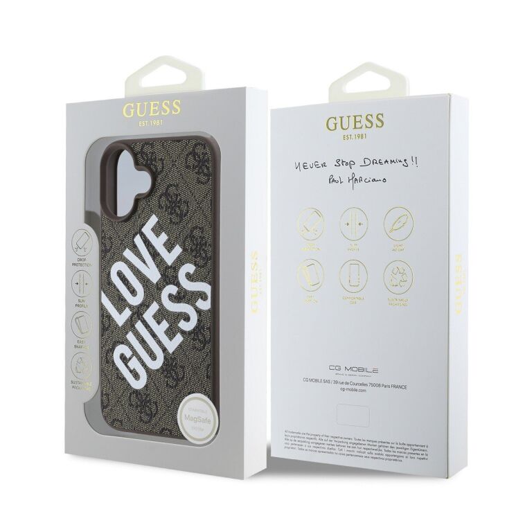 Защитный чехол Guess Leather 4G Big Love with MagSafe для Apple iPhone 16 (GUHMP16SP4PLGWW) - Brown: фото 6 из 6