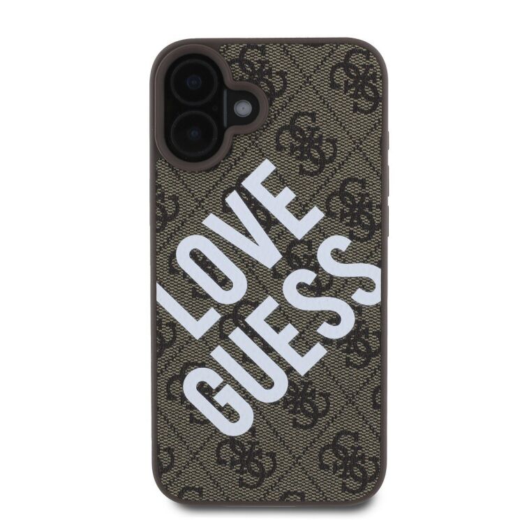 Защитный чехол Guess Leather 4G Big Love with MagSafe для Apple iPhone 16 (GUHMP16SP4PLGWW) - Brown: фото 2 из 6