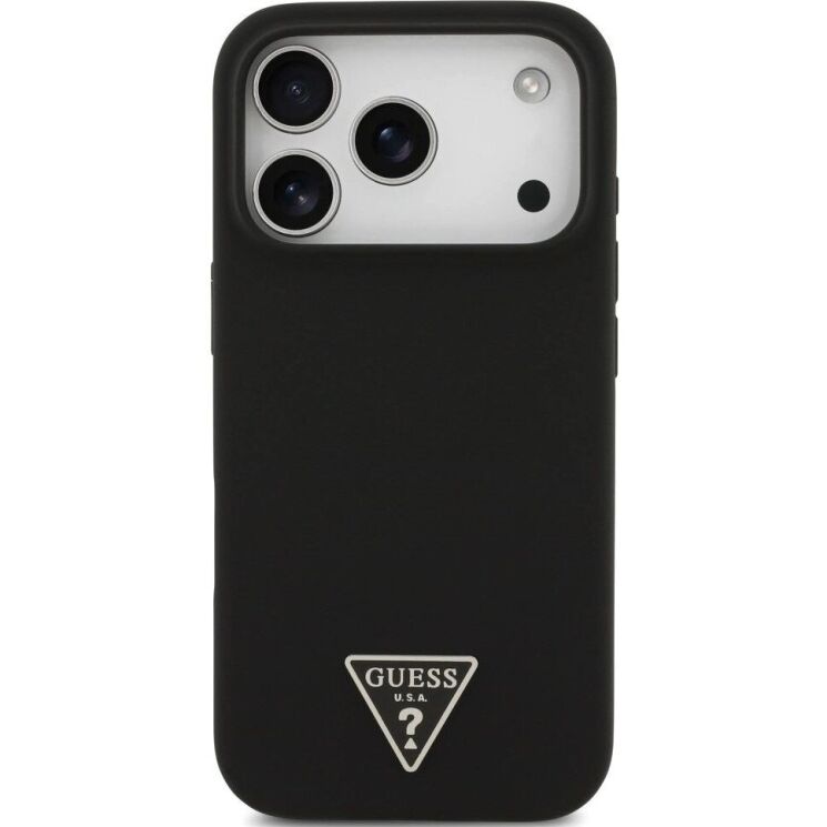 Защитный чехол Guess Silicone Triangle Logo MagSafe для iPhone 17 Pro Max (GUHMP17XSCTRLMK) - Black: фото 2 из 9