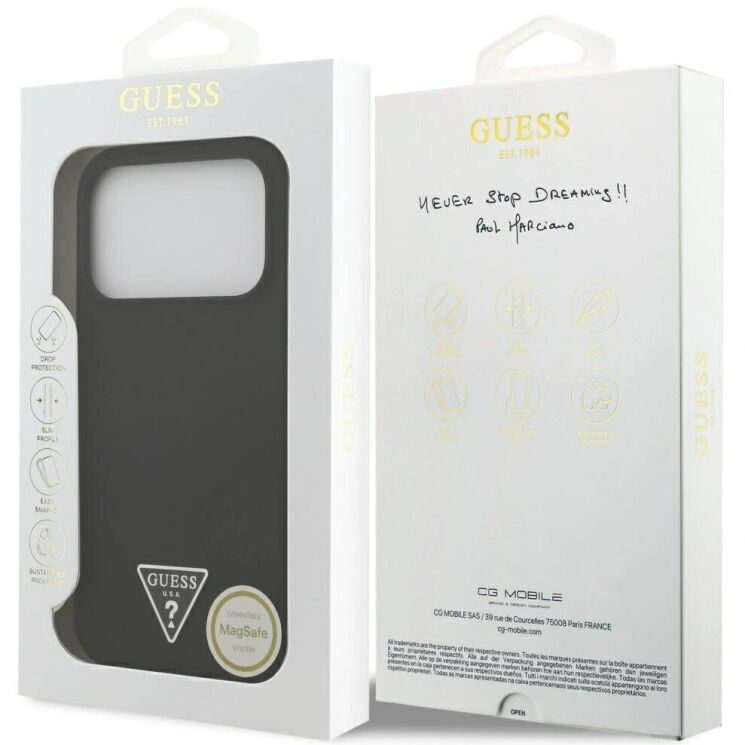 Защитный чехол Guess Silicone Triangle Logo MagSafe для iPhone 17 Pro Max (GUHMP17XSCTRLMK) - Black: фото 8 из 9