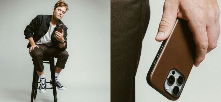 Защитный чехол Nomad Modern Leather Case для Apple iPhone 16 (NM01850885) - Brown: фото 7 из 12