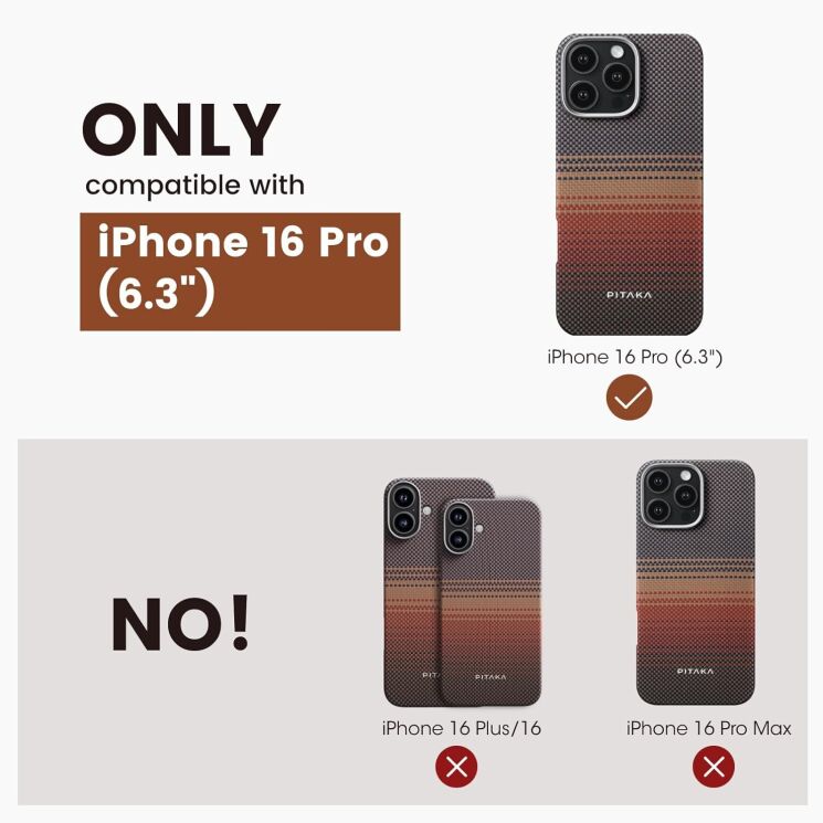 Защитный чехол Pitaka Tactile Woven Case для Apple iPhone 16 Pro KI1601MO - Moonrise: фото 9 из 11