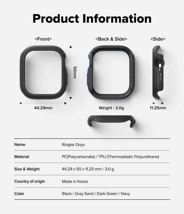 Захисний чохол Ringke Onyx (FW) для Apple Watch 10 / 11 46 mm (8800274969674) - Dark Green (364540DG) Захисний чохол Ringke Onyx (FW) для Apple Watch 10 / 11 46 mm (8800274969674) - Dark Green: фото 14 з 16