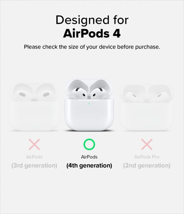 Защитный чехол Ringke Silicone Case для Apple AirPods 4 (8800274964211) - Stone: фото 4 из 15