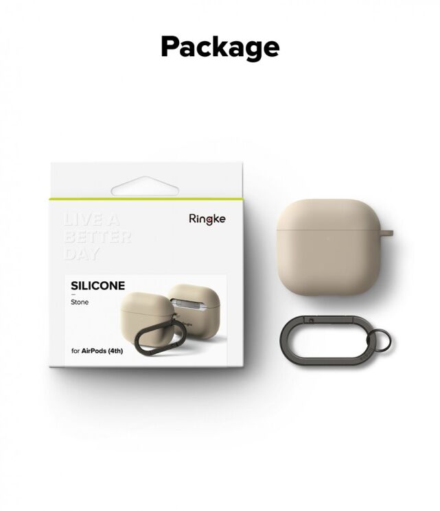 Защитный чехол Ringke Silicone Case для Apple AirPods 4 (8800274964211) - Stone: фото 14 из 15