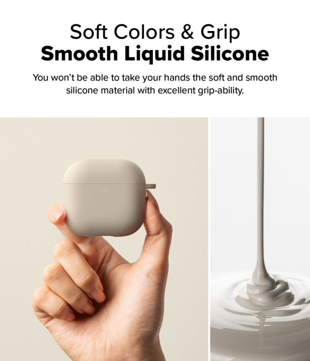 Защитный чехол Ringke Silicone Case для Apple AirPods 4 (8800274964211) - Stone: фото 7 из 15