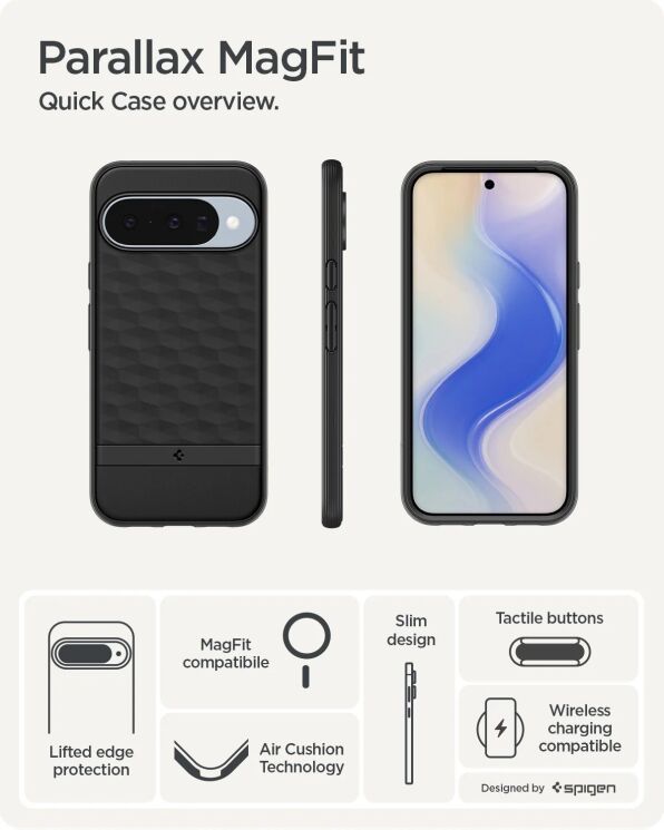 Захисний чохол Spigen (SGP) Caseology Parallax (MagFit) by Spigen для Google Pixel 10 / 10 Pro (ACS09708) - Matte Black: фото 12 з 17