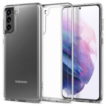 Захисний чохол Spigen (SGP) Crystal Hybrid для Samsung Galaxy S21 (G991) - Crystal Clear: фото 1 з 8