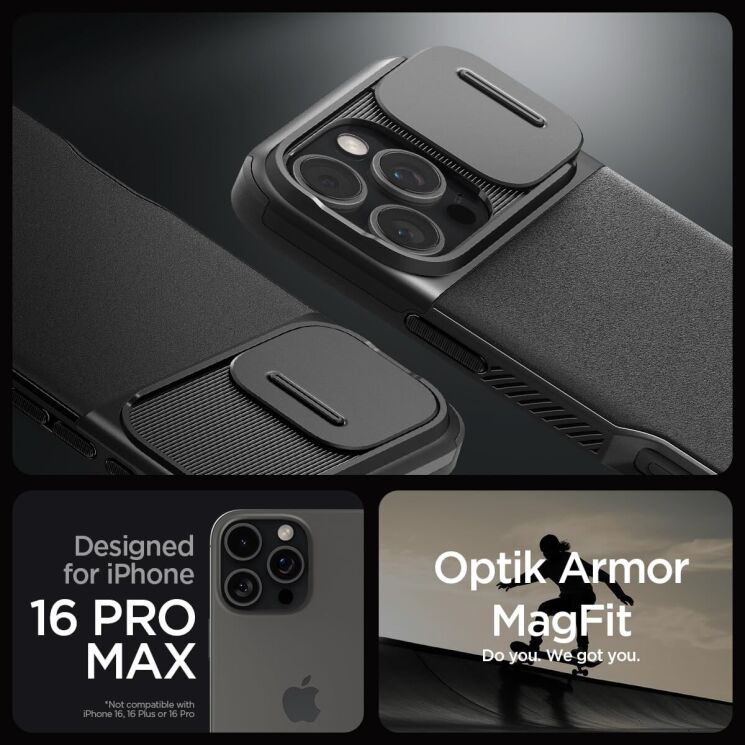 Захисний чохол Spigen (SGP) Optik Armor (MagFit) для Apple iPhone 16 Pro Max - Black: фото 11 з 16