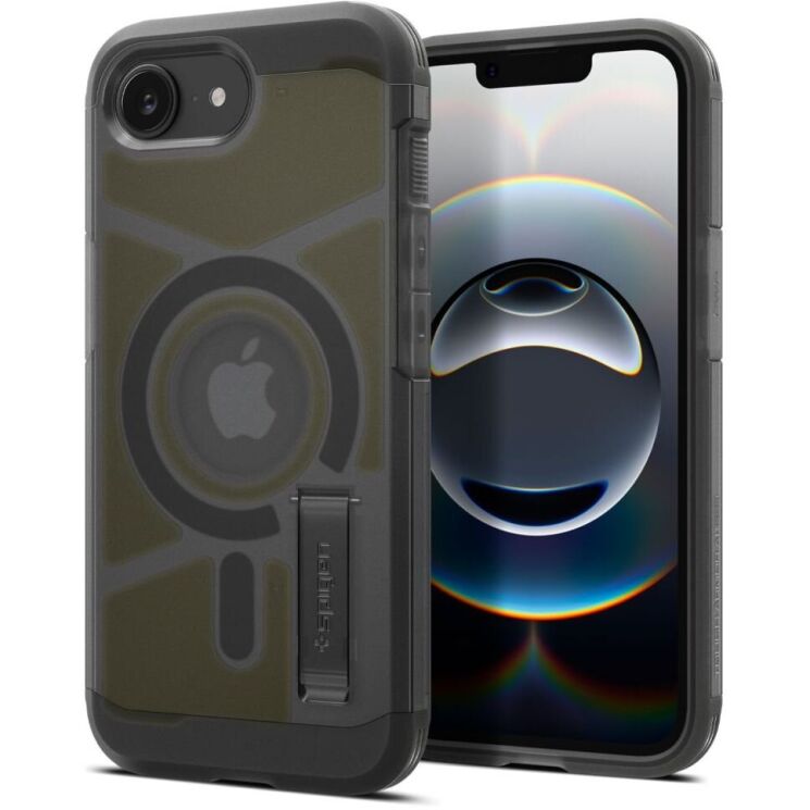 Защитный чехол Spigen (SGP) Tough Armor (MagFit) для Apple iPhone 16e (ACS09138) - Frost Black: фото 1 из 17