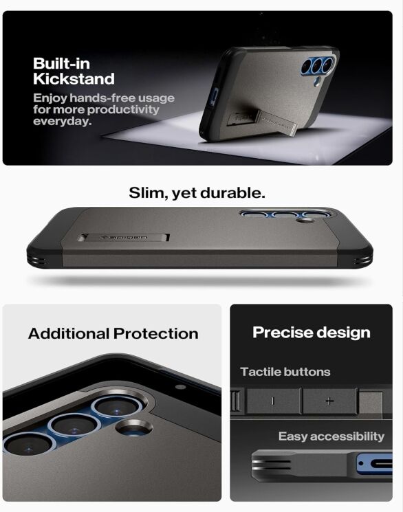 Защитный чехол Spigen (SGP) Tough Armor (MagFit) для Samsung Galaxy S25 Plus (S936) ACS08988 - Gunmetal: фото 16 из 20