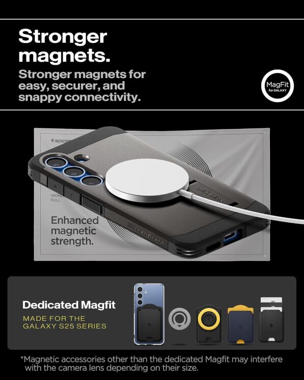 Защитный чехол Spigen (SGP) Tough Armor (MagFit) для Samsung Galaxy S25 Plus (S936) ACS08988 - Gunmetal: фото 19 из 20