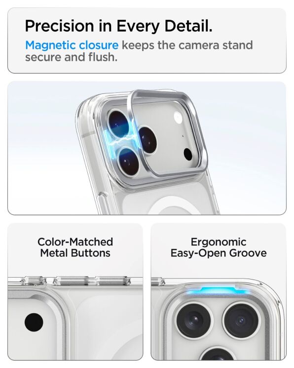 Захисний чохол Spigen Ultra Hybrid Optik S (MagFit) для iPhone 18 Pro / 17 Pro (ACS11921) - Clear / Silver: фото 8 з 12