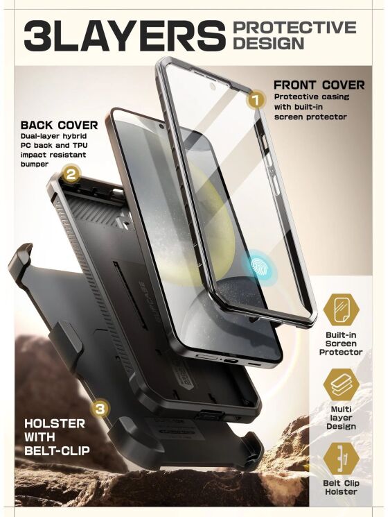 Защитный чехол Supcase Unicorn Beetle Pro Rugged Case 2 Set для Samsung Galaxy S25 (S931) 843439156388 - Black: фото 8 из 12