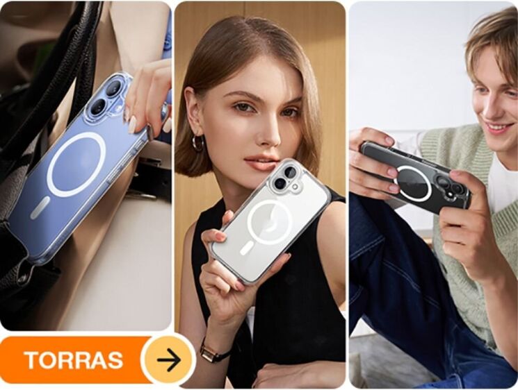 Защитный чехол TORRAS Sparka MagSafe для Apple iPhone 16 Pro Max - Transparent: фото 12 из 13