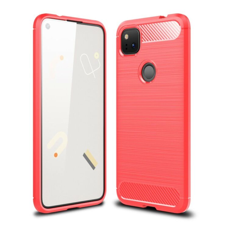 Силиконовый (TPU) чехол UniCase Carbon для Google Pixel 4A - Red: фото 1 из 10
