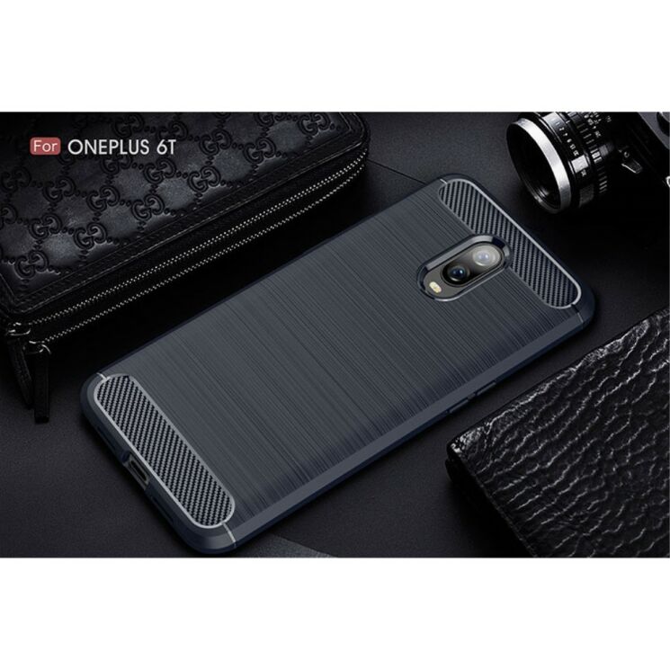 Защитный чехол UniCase Carbon для OnePlus 6T - Dark Blue: фото 2 из 8